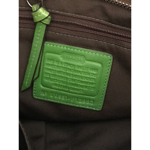 Coach Tan Monogram Green Leather Shoulder Handbag E0951-F13993 - Picture 12 of 12